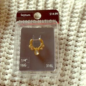 •Gold Enamel Teardrop 16G Septum Clicker Jewelry